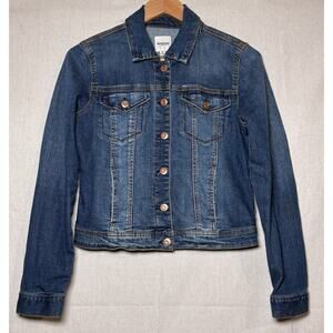 Kensie Jeans Denim Jacket Womans Small Button Down Flap Pockets Preppy Tween